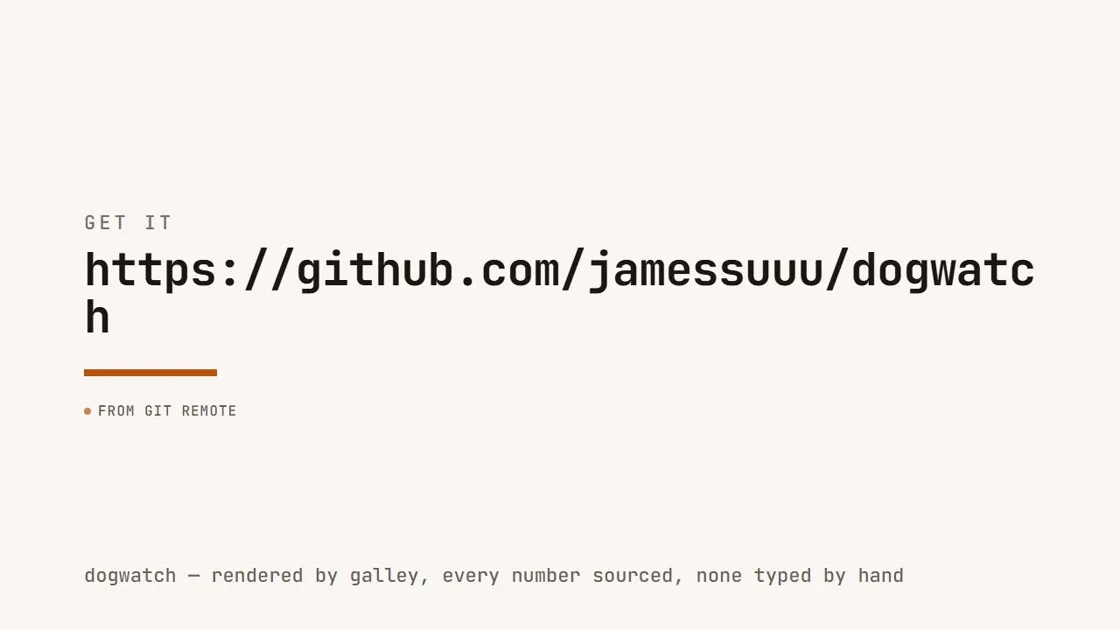 Closing card showing the repository URL, labelled as coming from the git remote